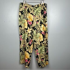 Vintage Talbots silk tropical print fully lined flat front pants, size 18.